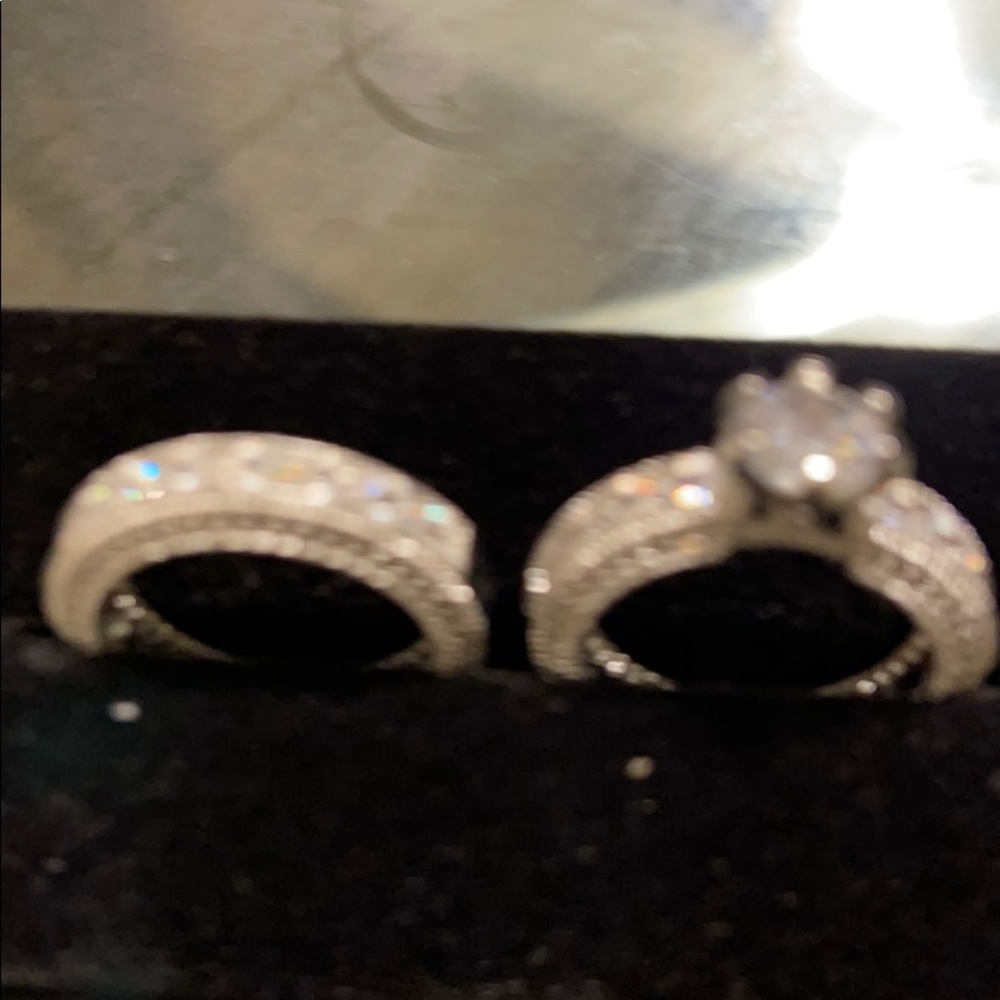 New sterling diamond engagement ring set